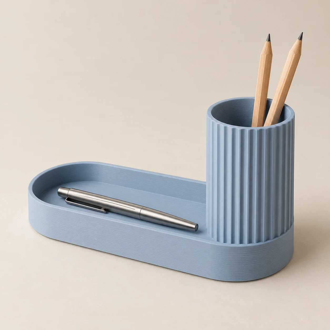 Arc Desk Organizer in Mist blue; illustrative product image